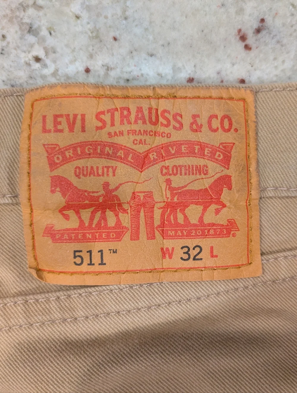 Levi’s 511 Slim Cutoff Shorts Men’s 32 Tan Khaki Raw Hem Denim Casual